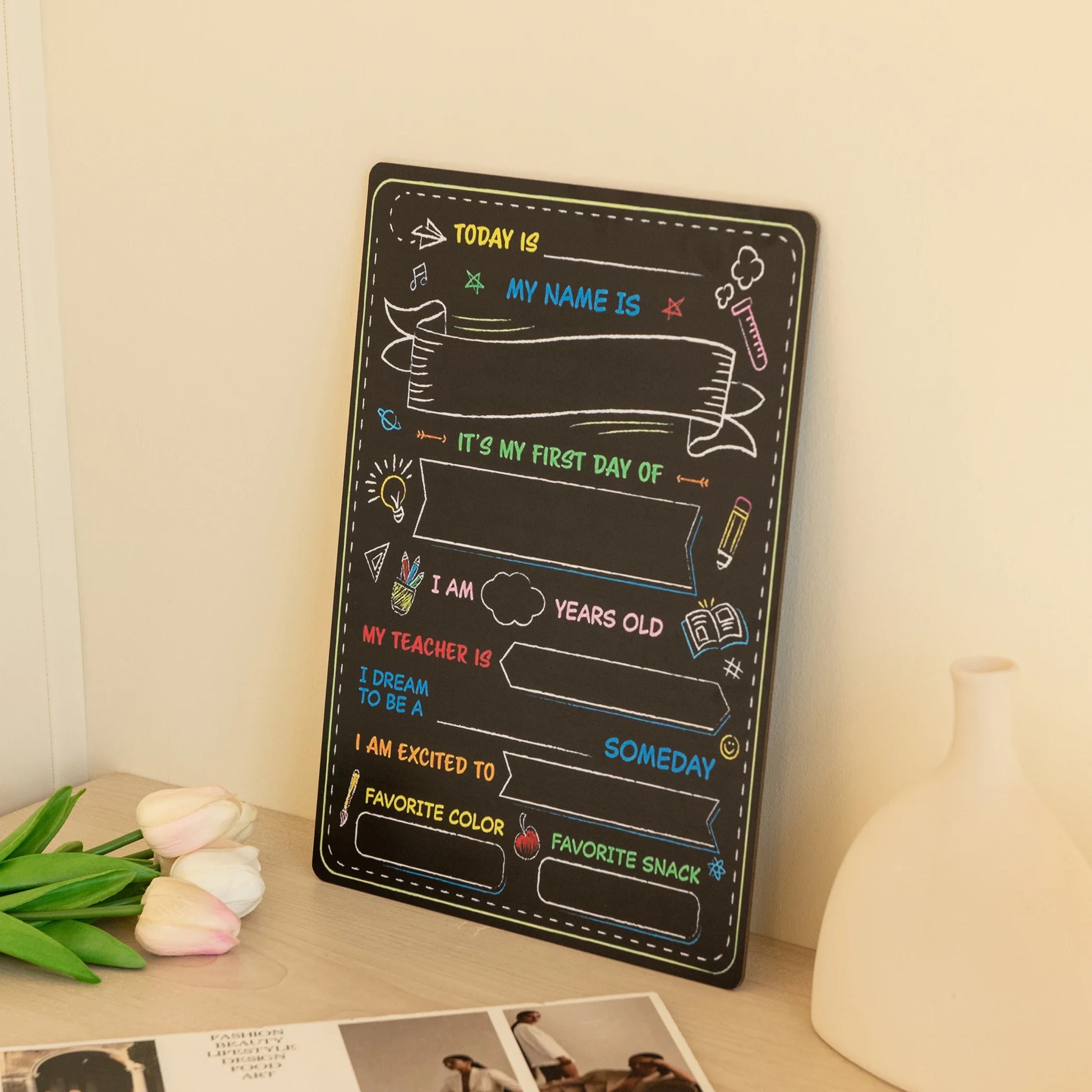 1Pc-First and Last Day of School Board, Double-Sided - My First & Last Day of School Sign Chalkboard