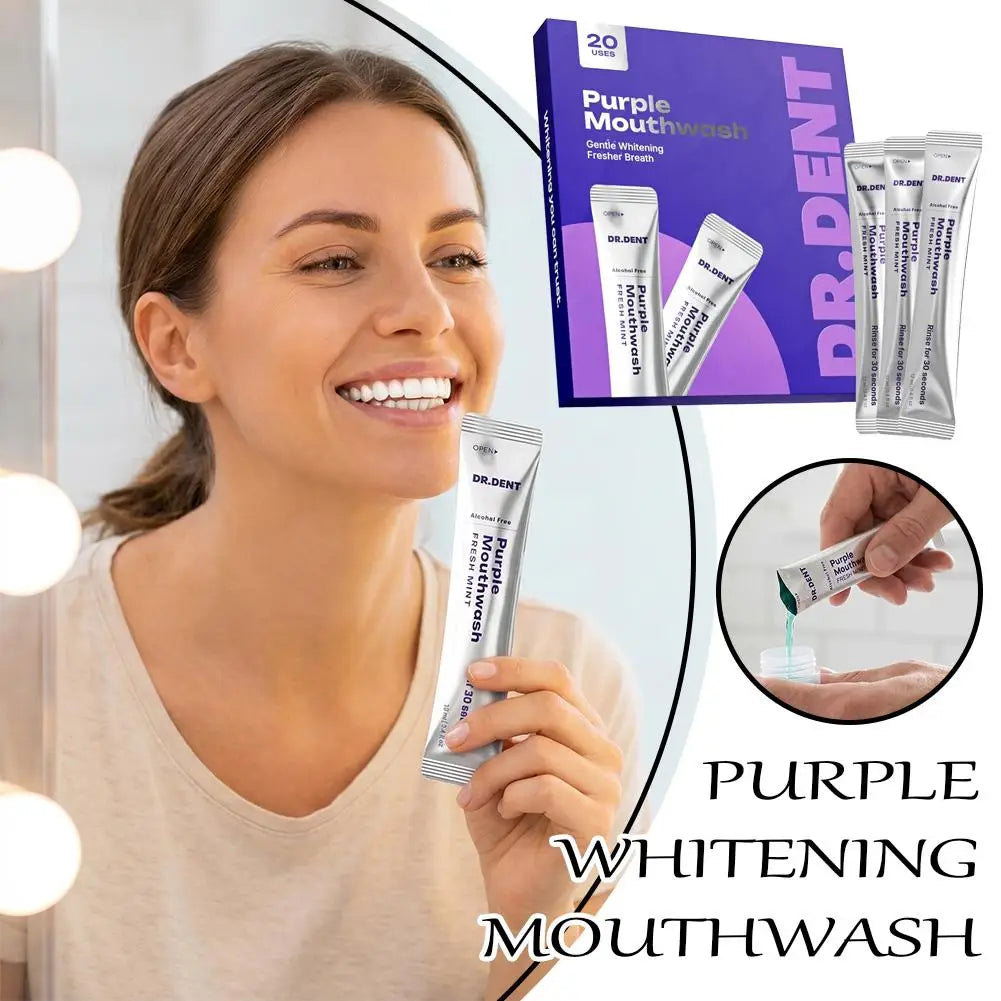 Natural Vegan Purple Whitening Mouthwash Peroxide Free Effective Peppermint Fresh Breath Gum Health Daily Oral Care Mouthwash